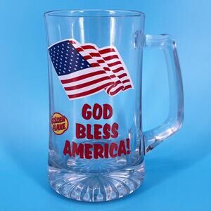 glass beer mug Golden Flake God Bless America 90s 1990s vintage